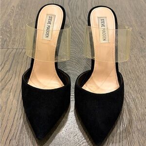 Steve Madden Black and Clear Heels